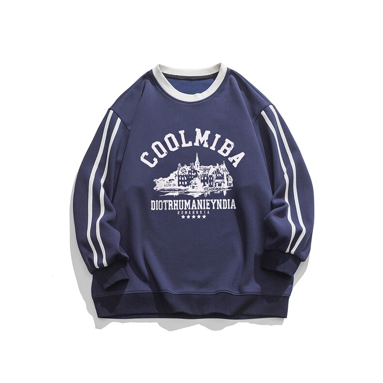 白底新款秋冬时尚百搭宽松字母印花套头卫衣B721P55控78，男装卫衣，电商A247-1