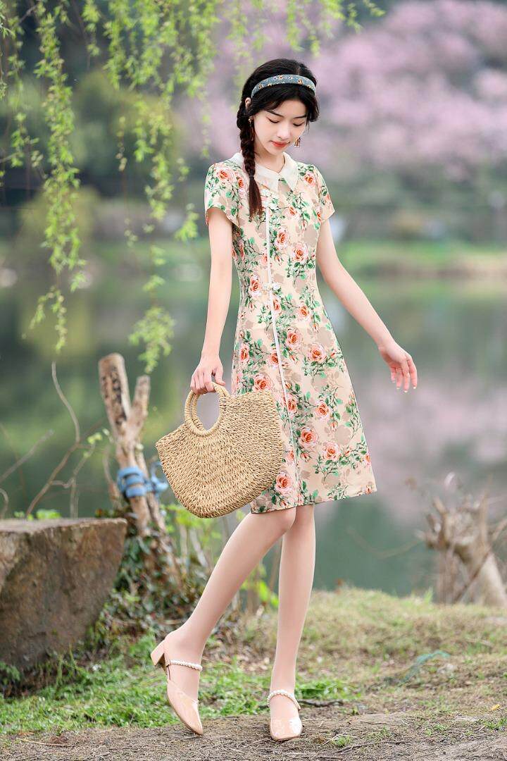 夏季新款，改良版旗袍裙，女装汉服/婚纱/旗袍/礼服，金典明美