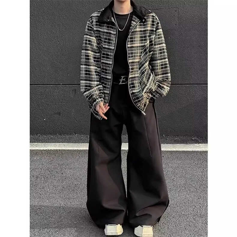 W29-P60春秋款格子夹克男款韩版潮流痞帅上衣,男装夹克,电商B323A