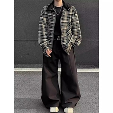 W29-P60春秋款格子夹克男款韩版潮流痞帅上衣，男装夹克，电商B323A