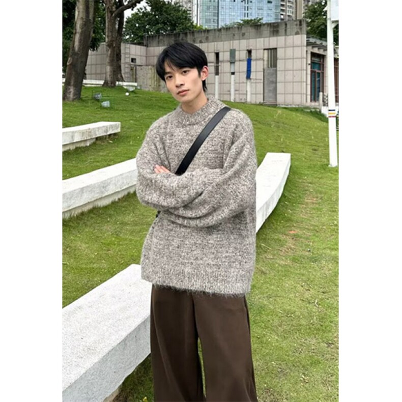 秋冬季新款加厚美式复古时尚提花宽松圆领套头针织毛衣男M68,男装针织衫/毛衣,星座1116A（原606A-3）