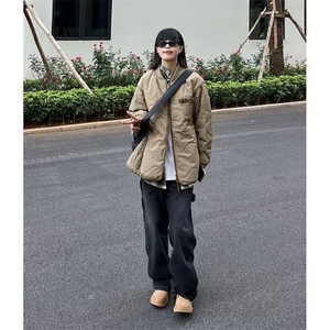 美式复古棉服外套女2025年新款冬季夹棉加厚棒球服韩系棉衣棉袄潮图片
