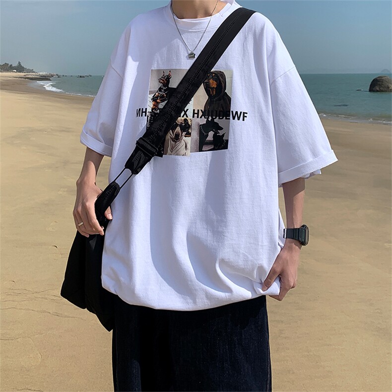 男圆领T恤纯棉五分袖宽松短袖T170P28,男装T恤,星座1116-2