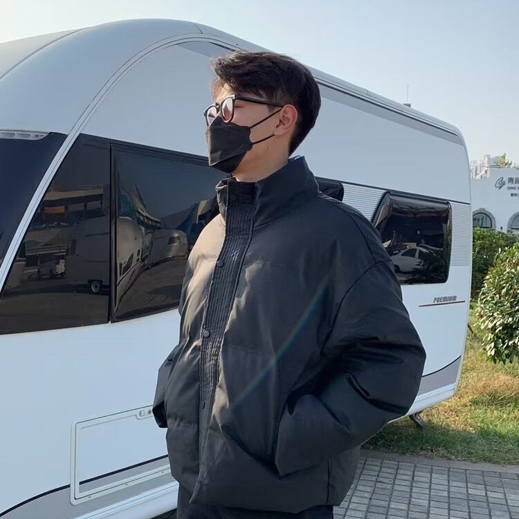 秋冬黑色棉衣外套男美式cleanfit加厚棉服短款立领休闲面包服,男装棉衣,星座601-2