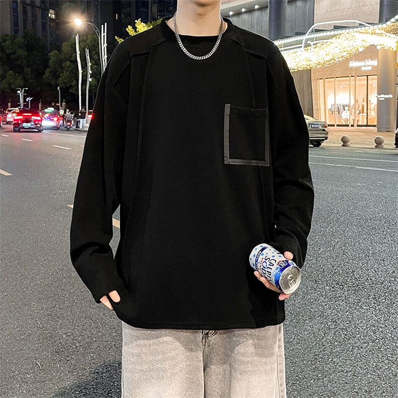 德绒卫衣立体切割高级感长袖T恤男上衣打底衫WY0327-P38,男装T恤,星座308B-2