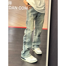 【有货】美式复古磨破牛仔裤男水洗做旧微喇裤高街K6002LL-P45，男装牛仔裤，星座1007（原301D）