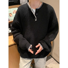 M270-P582025冬季纯色亨利领毛衣男装氛围感复古cleanfit宽松，男装针织衫/毛衣，电商B323A