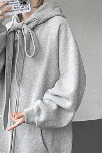 8XL-M 朝牌情侣美式绑带设计连帽卫衣宽松开衫外套男女WY35P58图片
