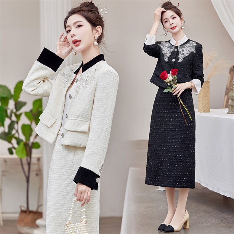 闺舍2025春季新款复古中式小香风套装小众设计感显高显瘦百搭,女装套装/套裙,芷墨服饰