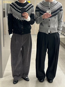 INTENT费尔岛星空开衫毛衣男款秋冬慵懒松弛感针织衫美式提花外套图片