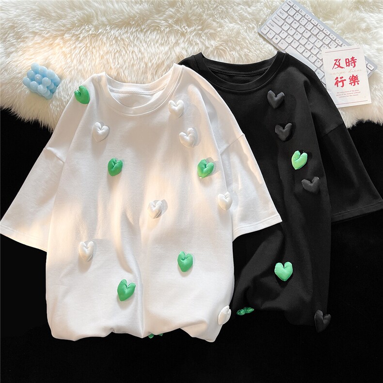 1港风潮T恤女情侣大码M-5XL网红小爱心短袖T恤男DT7742P55控78，男装T恤，星座226-2