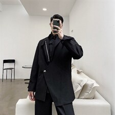 红西服上衣拉链装饰斜插袋外套男A345-167-P125，男装西服，电商A345