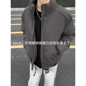 现货美式高街休闲棉衣夹克三防立领纯色户外工装加厚棉服外套图片