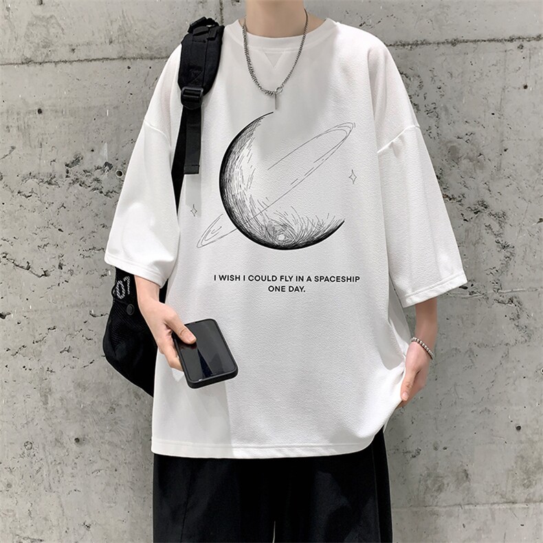 Q11246-P30月球春夏季七分袖t恤男大码五分袖男短袖中袖大皂风,男装T恤,电商A040