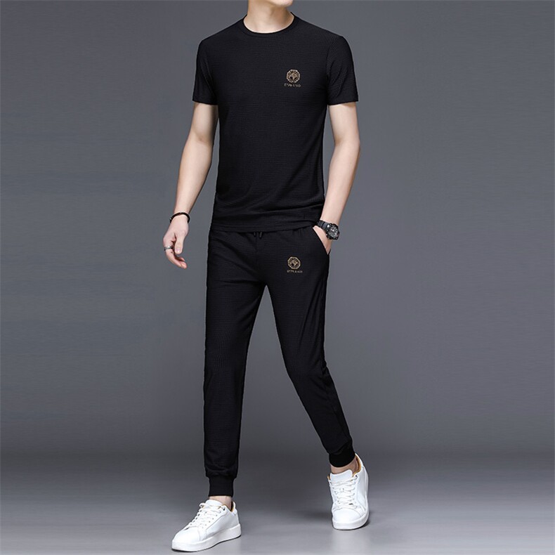 JG1868男士2023年春夏季新款运动套装短袖长裤T恤卫裤二件套P110,男装休闲套装,电商B360