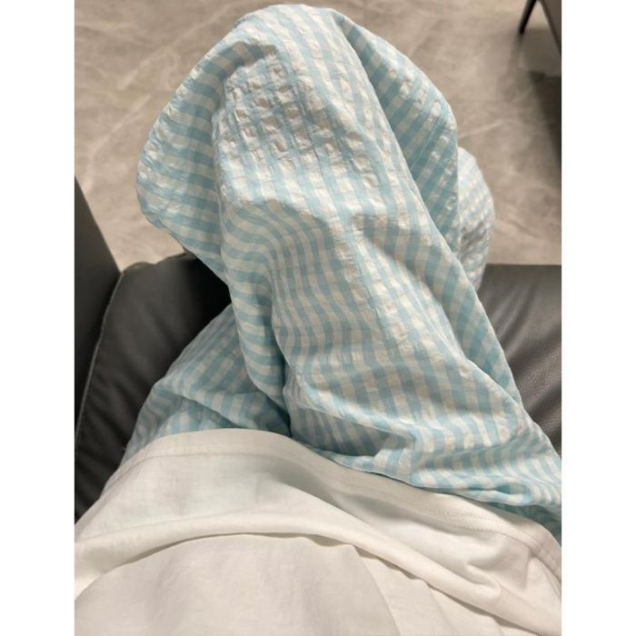 AK2347-P40多巴胺撞色格子裤子春夏新款高腰休闲冰丝山本阔腿裤,女装休闲裤,星座617A-2