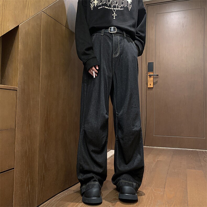 春季复古潮牌水洗直筒牛仔裤男美式高街宽松阔腿休闲裤K7600-P45,男装牛仔裤,星座512-3