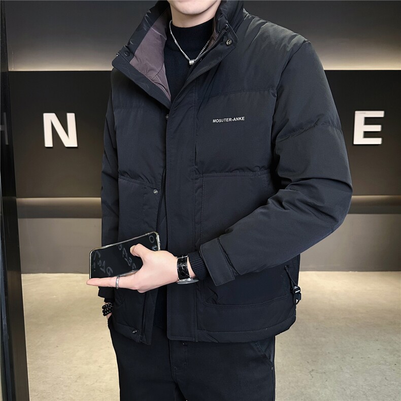 7630-L-4XL-P175标50绒店主风男士立领休闲拼色字母羽绒服外套,男装羽绒服,电商B255
