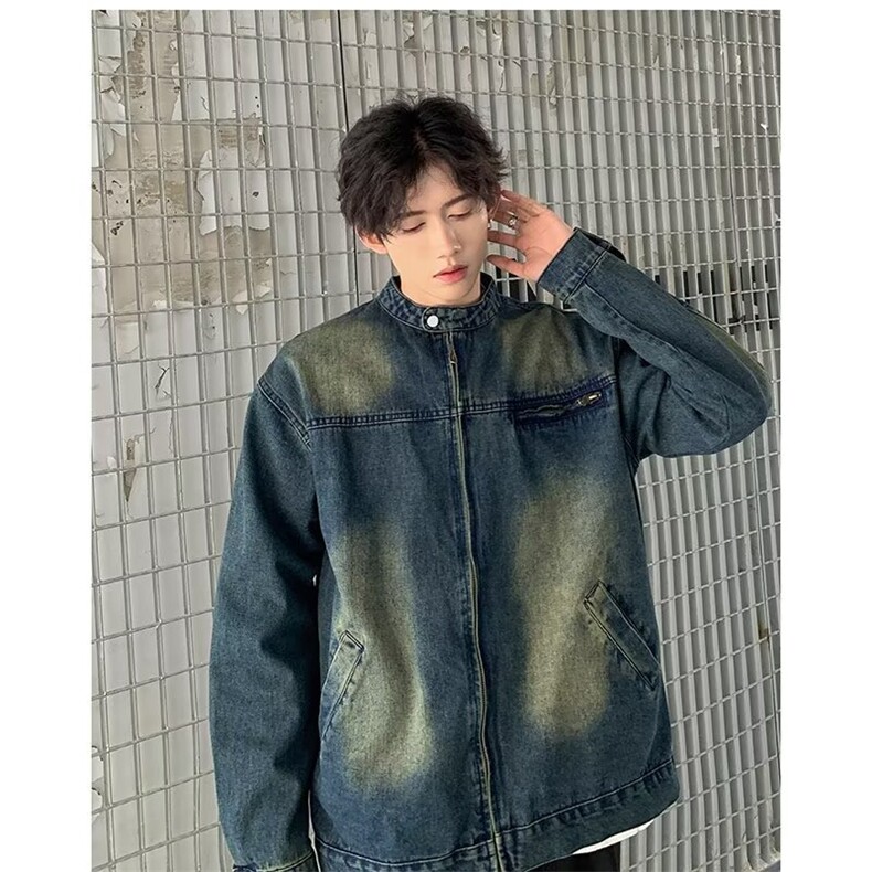 美式水洗做旧复古牛仔外套春秋开衫宽松休闲显瘦百搭夹克上衣潮,男装夹克,星座601-1