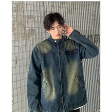 美式水洗做旧复古牛仔外套春秋开衫宽松休闲显瘦百搭夹克上衣潮，男装夹克，星座601-1