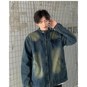 美式水洗做旧复古牛仔外套春秋开衫宽松休闲显瘦百搭夹克上衣潮图片