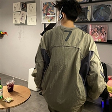 DW44-P65美式机能风套头卫衣男女春秋季拼色山系上衣-网图现货，男装卫衣，星座603-2