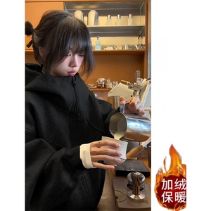 解构连帽外套男冬季潮牌拼接卫衣高街百搭情侣帽衫 W238图片
