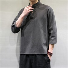 春夏风宽松大码棉麻七分短袖t恤男DSA008/T064/P45，男装T恤，电商A008