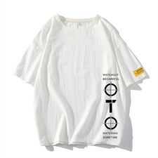 YT26114-P30亚短袖t恤男大码五分袖男宽松七分袖港风模特，男装T恤，电商A040
