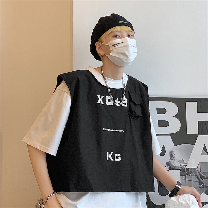 欧美高街帅气马甲男字母2023夏季新款ins宽松百搭外套W2796-P27，男装背心/马甲，星座412-2