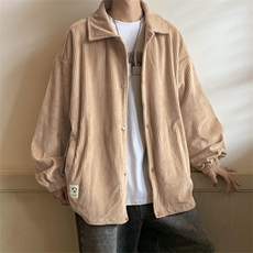 新款男百搭设计感灯芯绒潮流纯色港风针织外套WT2413-P85控138，男装夹克，星座717