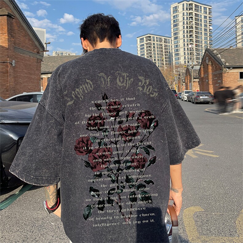 xz605-dsx130-特批30控492026春季新款字母玫瑰印花水洗短袖T恤,男装T恤,星座605(原A050)