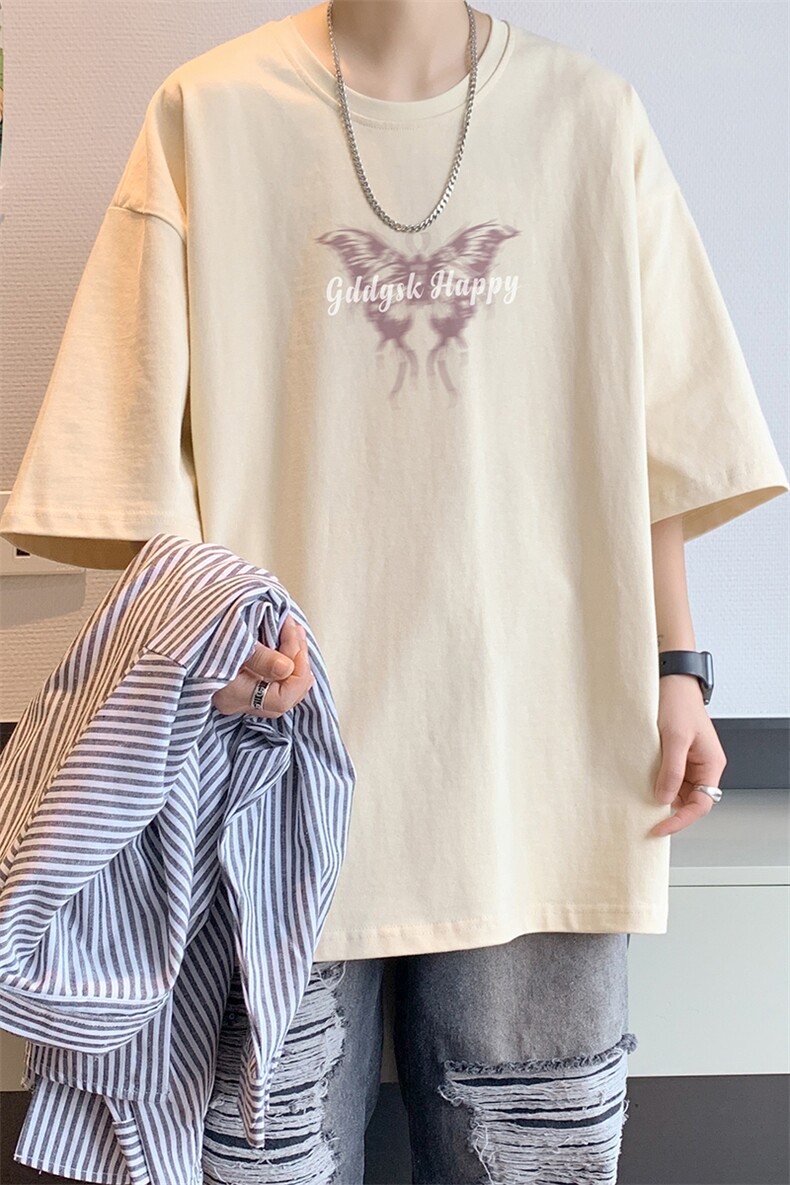已注册/夏季内景港风情侣百搭短袖T恤男潮宽松打底衫DT9728/P25,男装T恤,电商B316