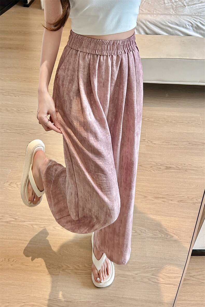 8XL-M冰丝棉麻阔腿裤男防晒凉凉裤垂感直筒休闲扎染山本裤K9138,男装休闲裤,电商D206-1
