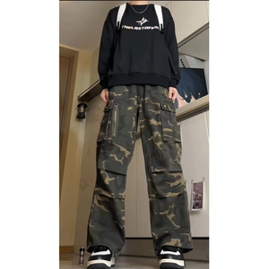 美式hiphop重磅迷彩工装裤男女宽松直筒显瘦休闲长裤潮GJ399 P65图片