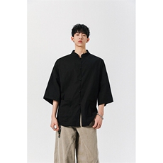 8XL-M风大码夏短袖衬衫男外套棉麻七分袖上衣CS505P60控78，男装衬衫，电商D206-1