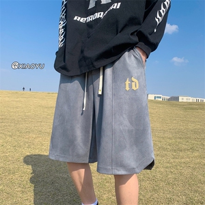 XZ616 夏季新款麂皮绒发泡字母休闲短裤五分裤 TY817 P45控55图片