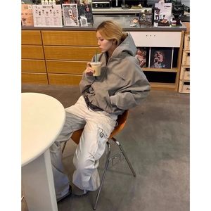 网 拉链连帽牛仔棉衣外套男女春秋冬季加厚工装夹克棉服B103-P158图片