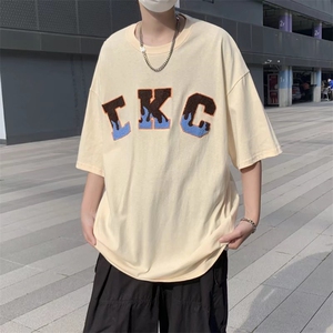 夏季潮牌男士短袖t恤男潮流上衣纯棉精梳半袖体恤衫TC34P32图片