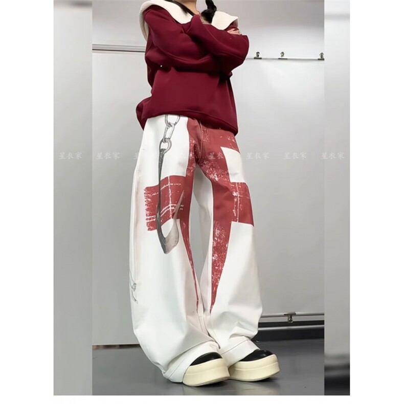 AK1809-P62高街欧美风hiphop宽松垂感大印花运动休闲裤,男装休闲裤,星座617A-2