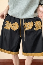 1麂皮绒拼接变色龙渐变冰丝大码M-5XL中性风短裤男DK7721P45控59，男装休闲裤，星座226-2