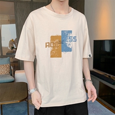短袖t恤男店主风休闲百搭宽松潮流印花T恤衫TC3059-P25，男装T恤，星座717