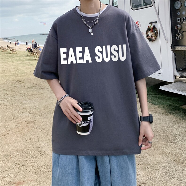 ！23夏季新款宽松大码港风EAEA短袖纯棉T恤T1990-P25,男装T恤,星座508（原C305）