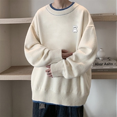 控78假两件毛衣男大码加绒针织衫男毛线衣M80292-P55加绒P70，男装针织衫/毛衣，电商A040