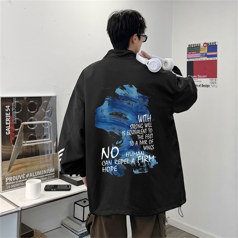 电商DSA028-JKHP1049P60100聚酯新款港风条纹工装夹克男控88,男装夹克,电商A028
