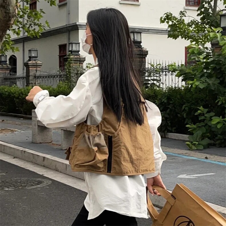 MJ1102p255限328潮牌大码宽松坎肩多口袋设计感工装马甲上衣,男装背心/马甲,电商A089-1