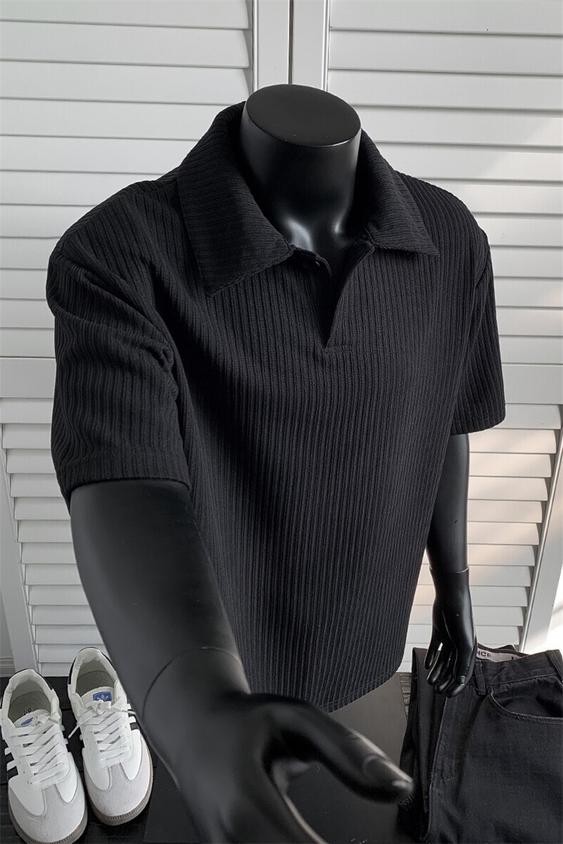 夏装2025新品300克重磅坑条翻领POLO衫男装夏季短袖T恤S403-特P38,男装T恤,电商A233-1