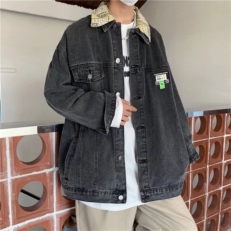秋冬季牛仔外套男生印花帅气潮牌经典夹克ins情侣款百搭休闲外套,男装工装外套,星座1210-1