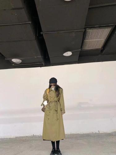 2021秋季新款时尚气质百搭过膝腰带宽松显瘦长款风衣外套,女装风衣,L·H·X