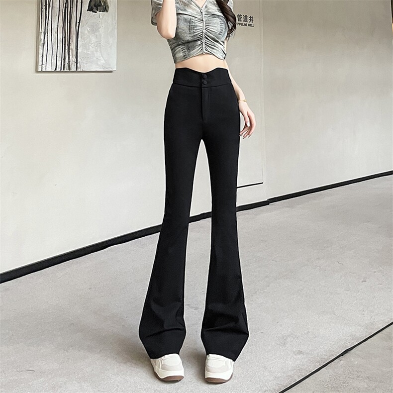 新款2025新款高腰西装喇叭裤女显瘦花苞裤收腰垂感休闲马蹄裤,女装休闲裤,云美莎专业女裤-全店现货